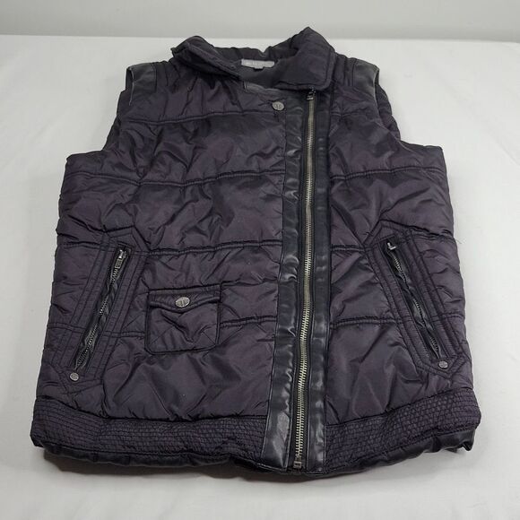 TRACTR BLACK QUILTED ASSYMETRICAL ZIP MOTO VEST Nordstrom APRES SKI M medium - Picture 1 of 8
